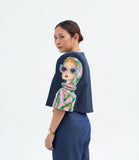 Hand painted denim bolero- XL